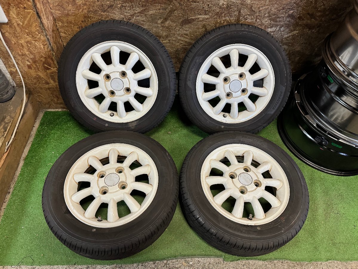 SUZUKI ラパン 純正 13インチ 4J +45 PCD100 4H 155/65R13 PRACTIVA 2024年製 バリ山 夏タイヤ タイヤホイール 4本セット H61拍卖