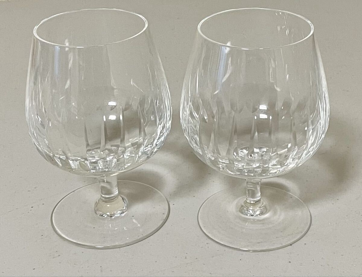 アンティーク クリスタルグラス2客 ブランデーグラス ペアグラス ワイングラス カットガラス 最大幅約8㎝ 高さ約12.5㎝ 15ー3 拍卖