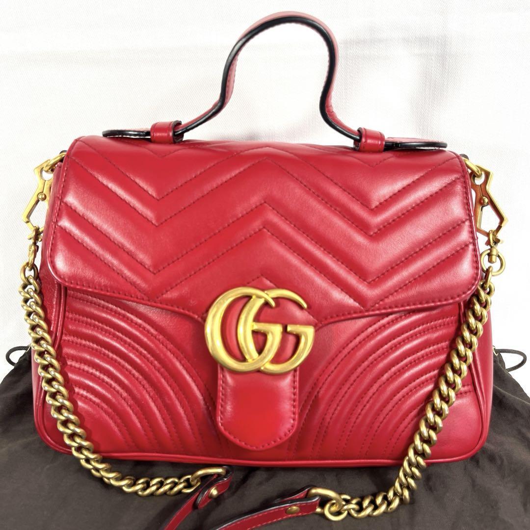 【美品】 GUCCI GGマーモント 2wayバッグ スモールトップハンドル拍卖