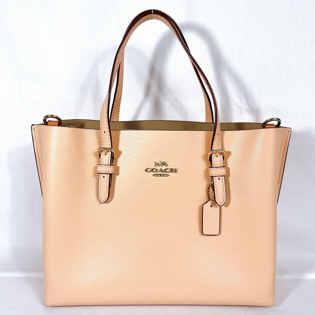 美品 COACH 2WAY モリー トート25 ショルダーバッグ サーモンピンク拍卖