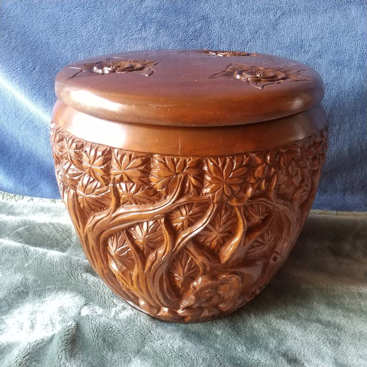 彫刻「象」木製スツール ドレッサー椅子 収納可 USED 現状渡し拍卖