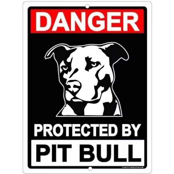 A2688 メタル サイン ブリキ 看板 金属 製 プレート パネル 警告 注意 危険 防犯 威嚇 犬 番犬 猛犬 ピットブル 【2329】拍卖