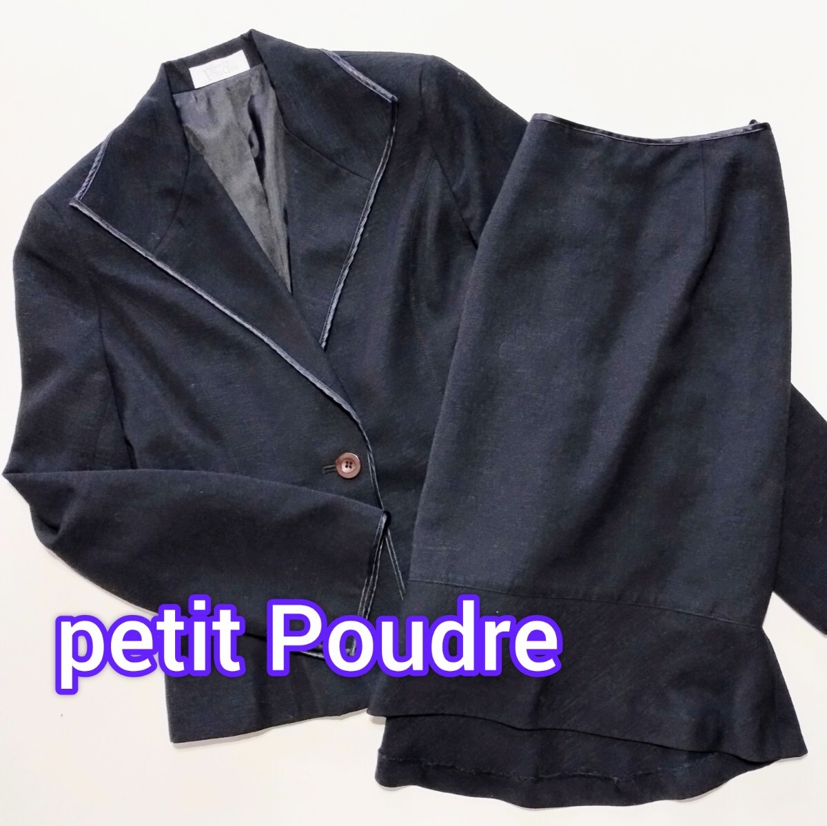 ★petit Poudre / プチプードル ダークネイビー スカートスーツ スカートスーツ 上下 セットアップ拍卖