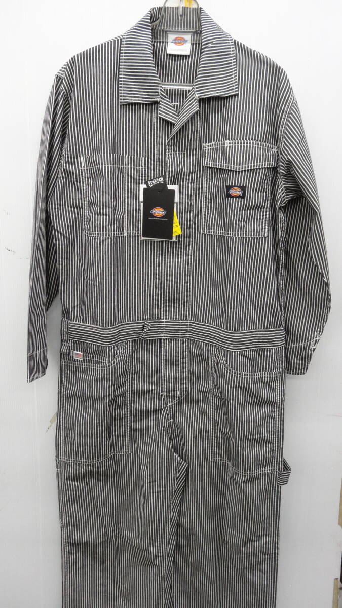 ディッキーズD7106 春夏用薄手つなぎ ヒッコリーブラック Lサイズ 6400円(税込み)拍卖