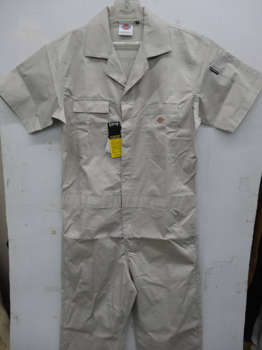 ディッキーズD6702 半袖ライトT/Cストレッチつなぎ シルバー Lサイズ お値打ち品 税込 5200円拍卖