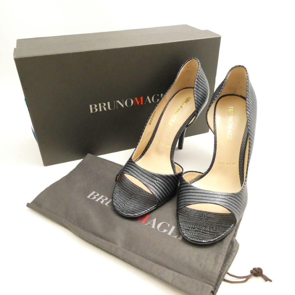 未使用 BRUNOMAGLI ブルーノマリ オープントゥパンプス 35 1/2 22.5cm相当 ハーフセパレート レディース AO3094拍卖
