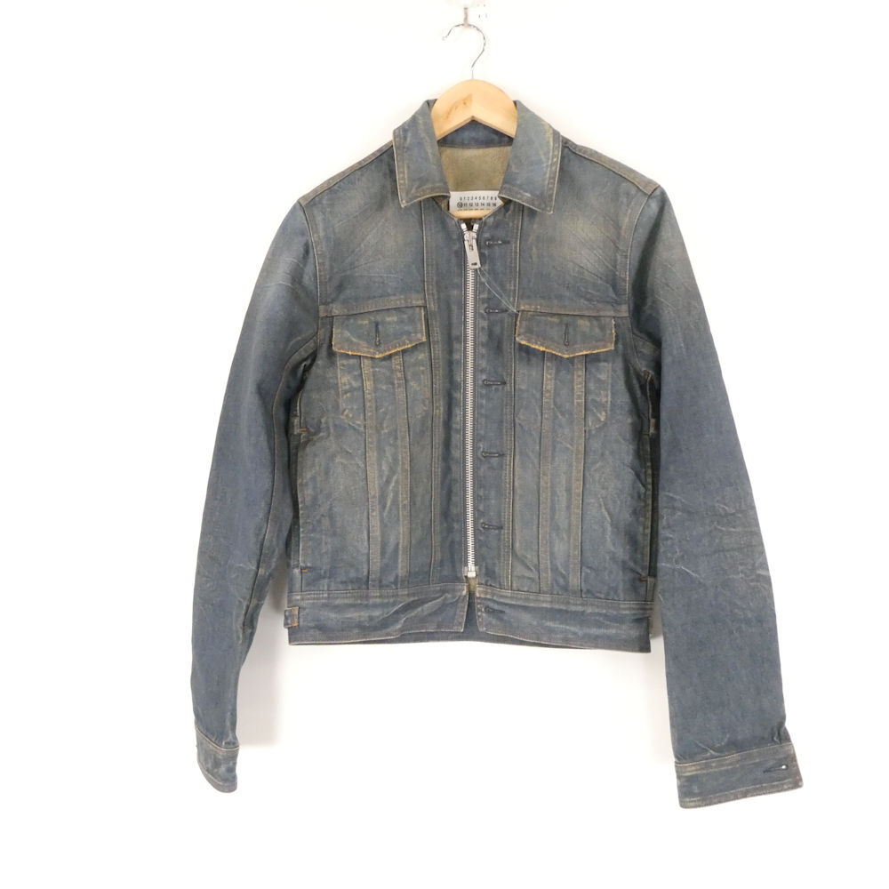 美品 Maison Margiela メゾンマルジェラ 2016SS S50AM0255 再構築デニムジャケット 44 160 80A インディゴ Gジャン ファスナー AY6921W1拍卖