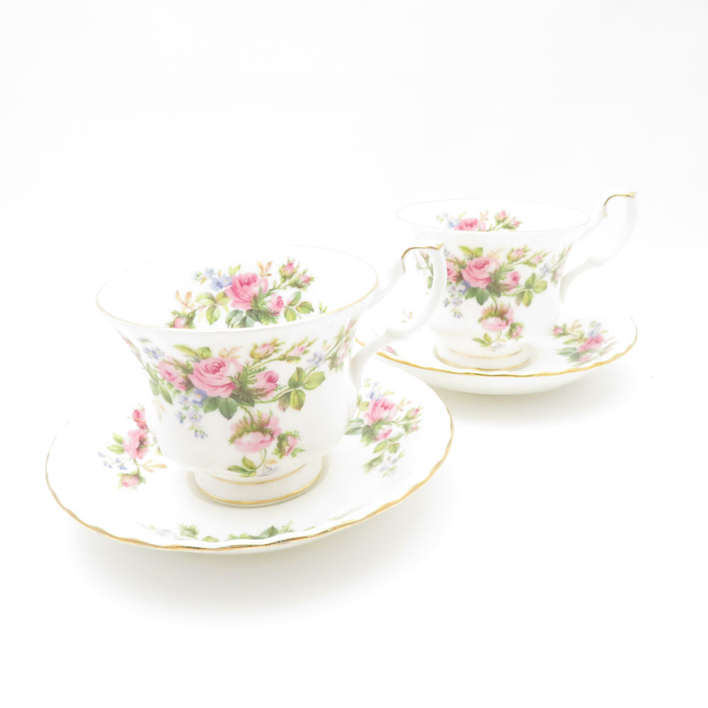 ROYAL ALBERT ロイヤルアルバート MOSS ROSE モスローズ カップ&ソーサー 2客 ペア バラ 薔薇 花 SC8872K1拍卖