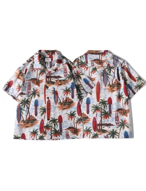 新入荷XL 新品 半袖 アロハ シャツ サマー ヤシの木柄 シャツ メンズ オープンカラー 開襟 接触冷感 速乾 ゆったり 薄手 盛夏 トロピカル拍卖