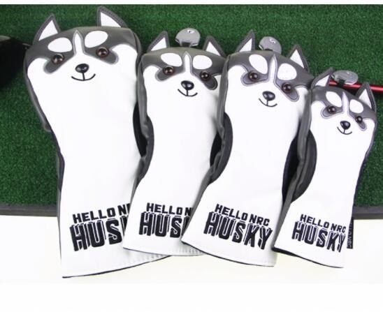新品【4本セット】ハスキー ヘッドカバー ゴルフ 1W 3W 5W UT 用 高品質 PUレザー 防水 かわいい 木製クラブ用 保護カバー拍卖