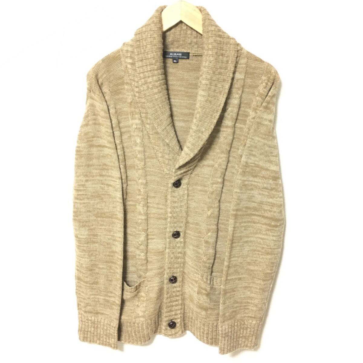 ビッグサイズ◎【JILL BLAZE】ジルブレイズ カーディガン ニット セーター 杢 霜降り 襟付き メンズ ベージュ サイズ XL /Y35936fa拍卖
