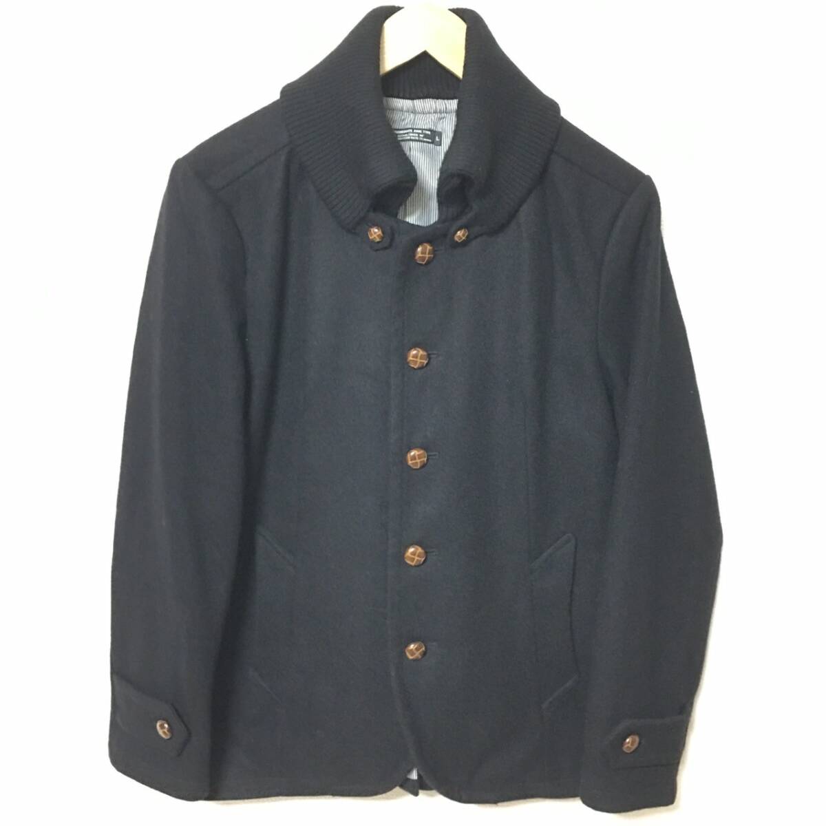 スタイリッシュ◎【TK】ティーケー タケオキクチ ウール ジャケット コート アウター くるみボタン メンズ ブラック サイズ L /Y35955fa拍卖