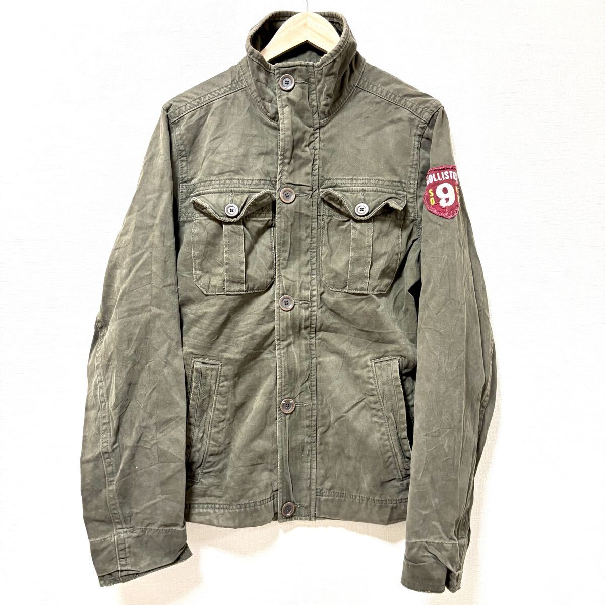 人気ブランド!【HOLLISTER】ホリスター ミリタリー ジャケット ブルゾン ワッペン LA JOLLA アバクロ グリーン 緑 メンズ M/Y36114SS拍卖