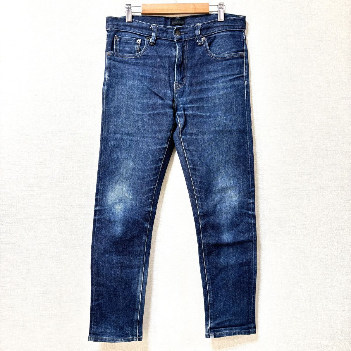 人気のセルビッチジーンズ!【UNIQLO】ユニクロ デニム パンツ スリム 細身 ストレッチ ストレート 赤耳 インディゴ メンズ W31 /Y36379SS拍卖