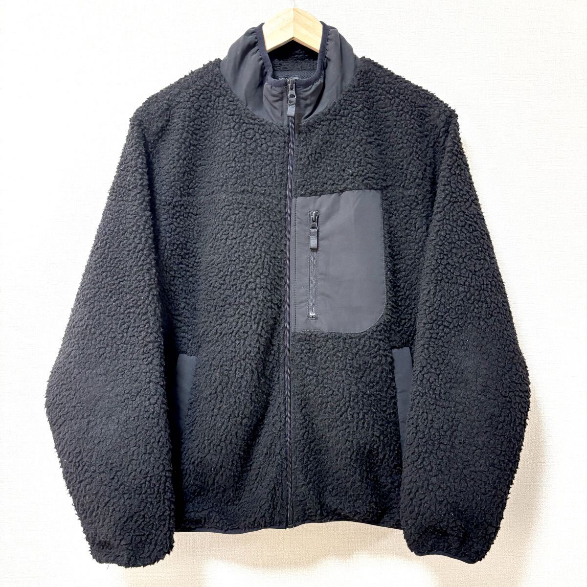 防寒性抜群!ハイネック◎【ZIP FIVE】ジップファイブ ボア フリース ジャケット ブルゾン もこもこ アウトドア ブラック 黒 M /Y36385SS拍卖
