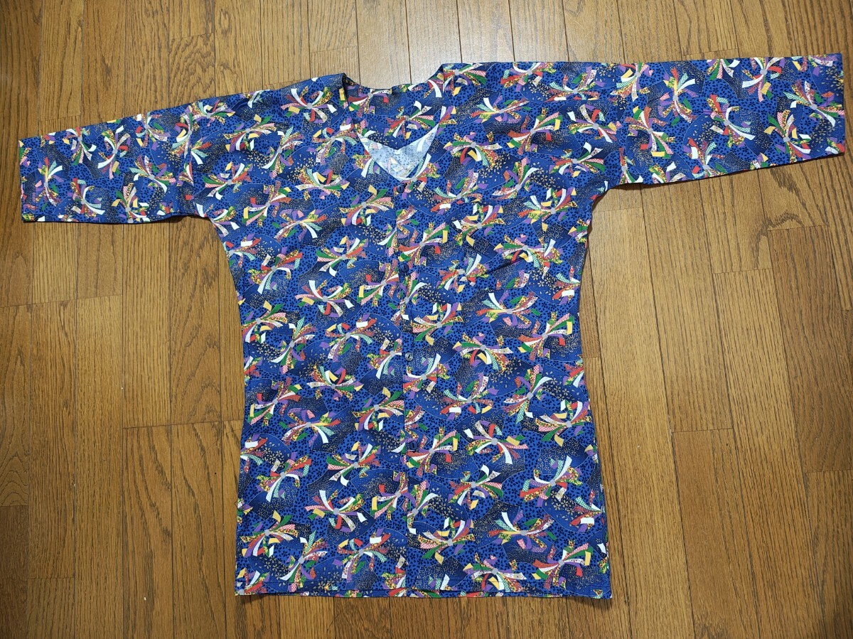 鯉口シャツ メンズ Lサイズ 大人 日本製 扇 リボン 桜 日本製 祭り ダボシャツ拍卖