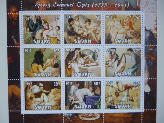 スーダン切手『ヌード画』(Georg Emanuel Opiz) 9枚シート A拍卖