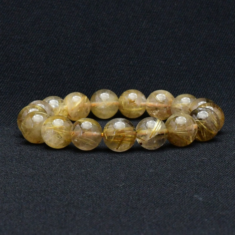 【金運の王様ブレス スモーキーゴールドが魅力】12mm ゴールドルチル一点物 【GHB73・43g】 贈り物 水晶 浄化発送 ギフト 京海堂拍卖