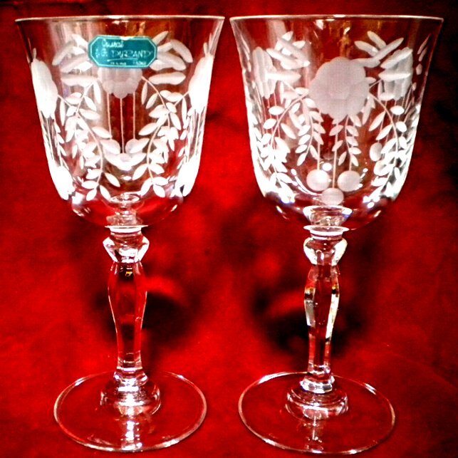 売切 J.G DURAND クリスタル ワイングラス 容量180cc 2客組 箱無 、纏購入特典有、寸法φ上75/中12/下65×H160mm、重量200g、口元厚1.8mm拍卖