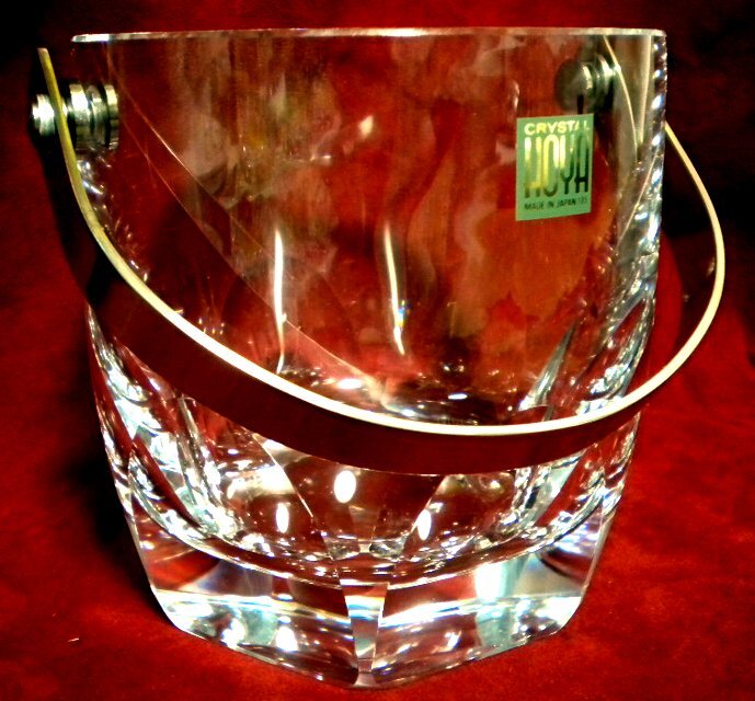 売切 HOYA 人気 稀少 6面カット クリスタル アイスペール 1客 容量900cc 纏購入特典有 寸法W140×D120×H125mm 重量1320 底厚22mm拍卖