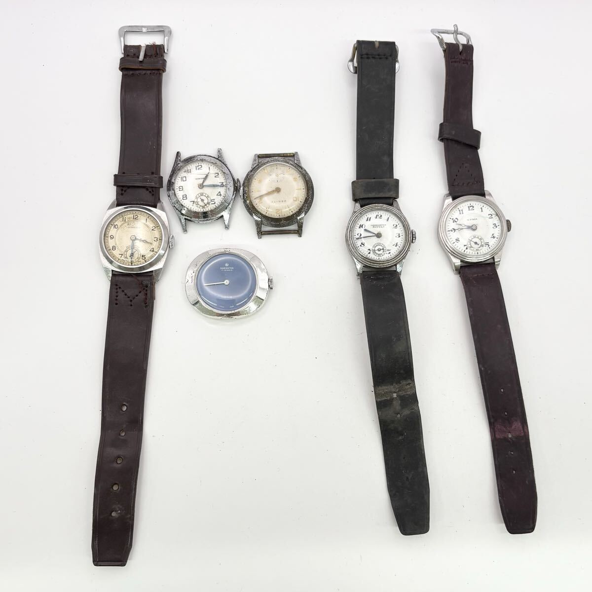 M27〓 手巻き腕時計6点セット 稼動品 未稼動品 MARVIN ZENITH MINOS SHERATON CYMA RIVORI 腕時計 2針 3針 ヴィンテージ 服飾小物拍卖