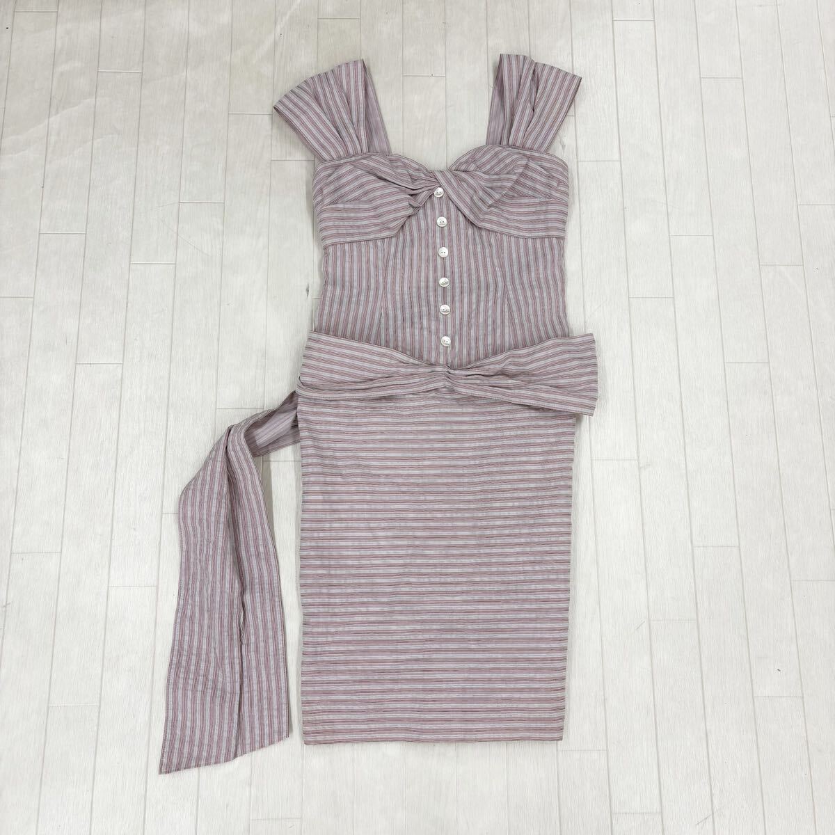 1805〓 TAE ASHIDA タエアシダ ノースリーブワンピース レディース サイズ7 くすみピンク ミドルワンピース 膝丈 カジュアル拍卖