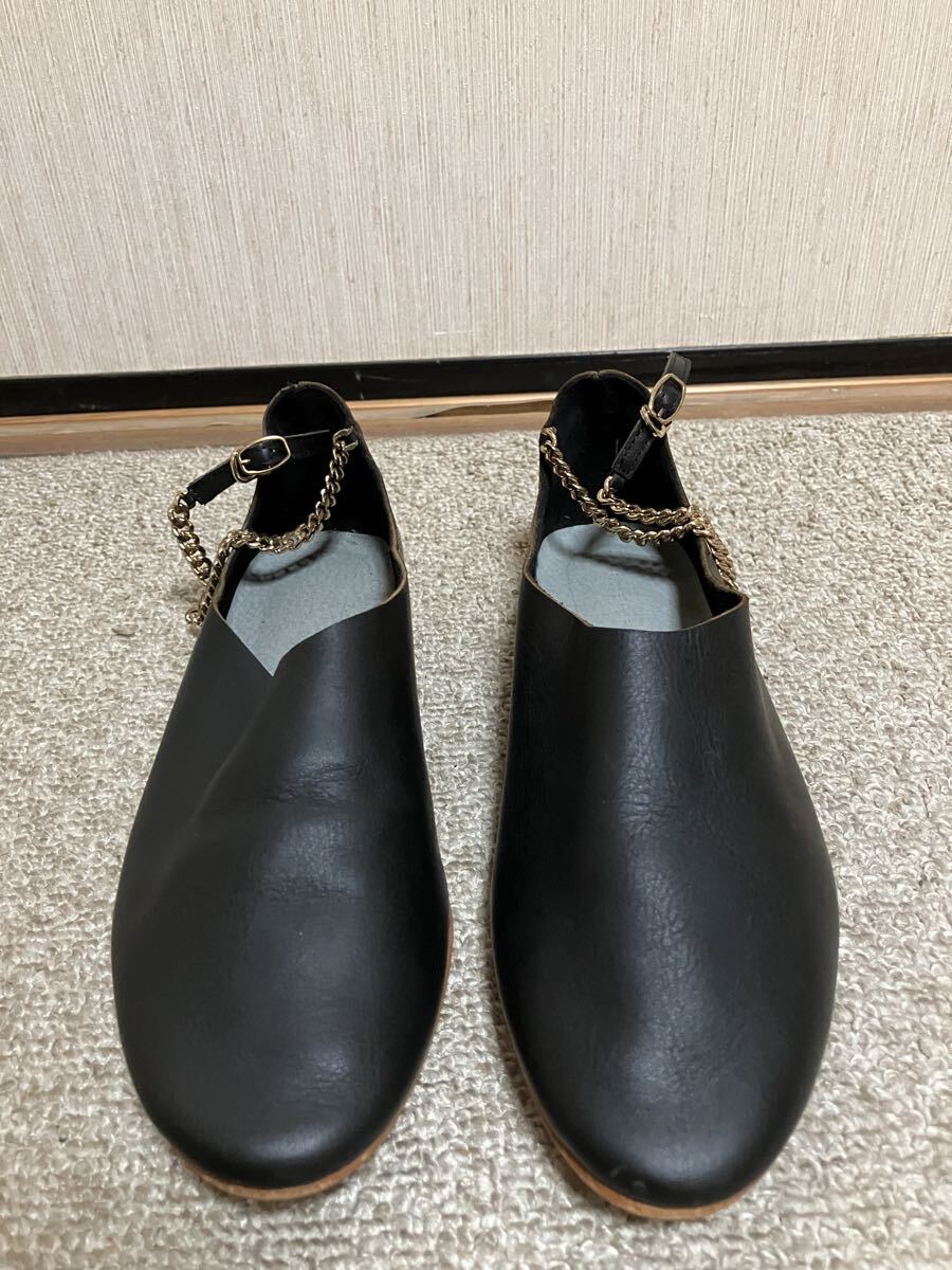 激レア☆ficce by ficcdesign studio レザーフラットシューズ ブラック? 37 レディース23.5cm位?拍卖