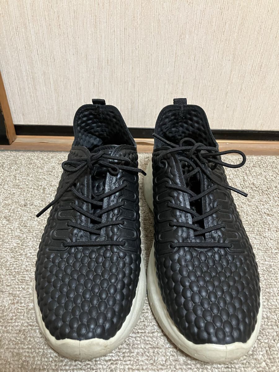 ecco エコー リアルレザー 厚底スニーカー38約24cm メンズ 黒 ブラック 拍卖