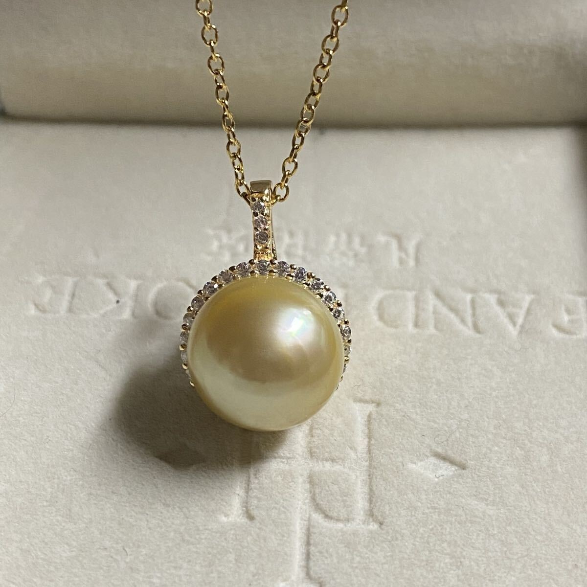 白蝶真珠 ペンダントトップ ネックレス ゴールドパール s925 009 パールペンダントトップ拍卖