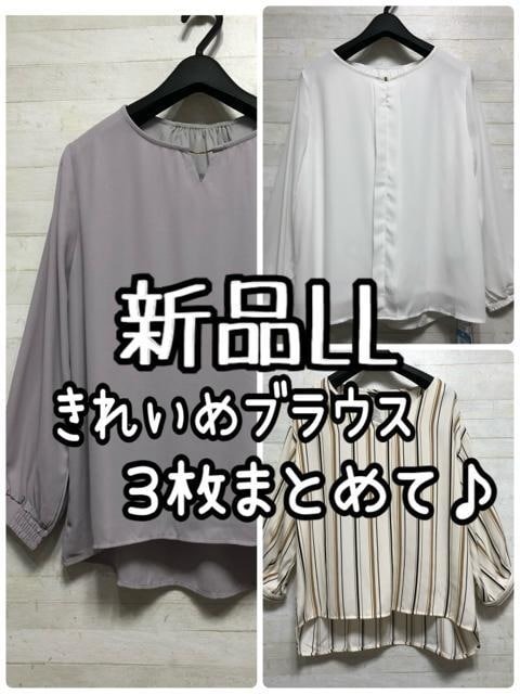 新品☆LL♪きれいめブラウス色々3枚まとめて♪お仕事・フォーマル♪☆Q242拍卖