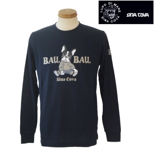 NEW【2025秋冬新作】シナコバ ジェノバ/SINA COVA プリントロングTシャツ 010-ネイビー系 メンズMサイズ拍卖