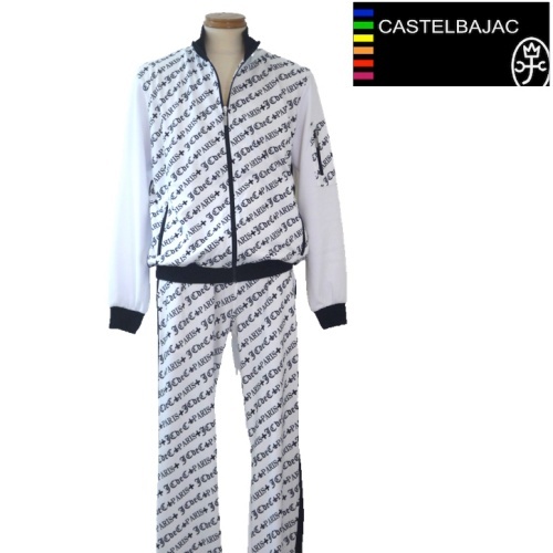 【2025秋冬新作】 カステルバジャック/CASTELBAJAC プリント上下セット 46/Mサイズ 105-白系拍卖