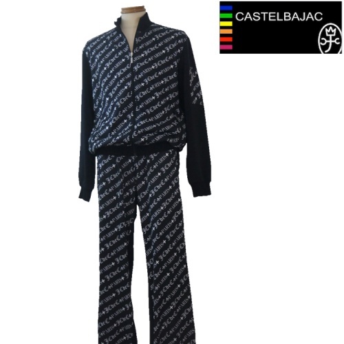 【2025秋冬新作】 カステルバジャック/CASTELBAJAC プリント上下セット 50/LLサイズ 105-黒系拍卖