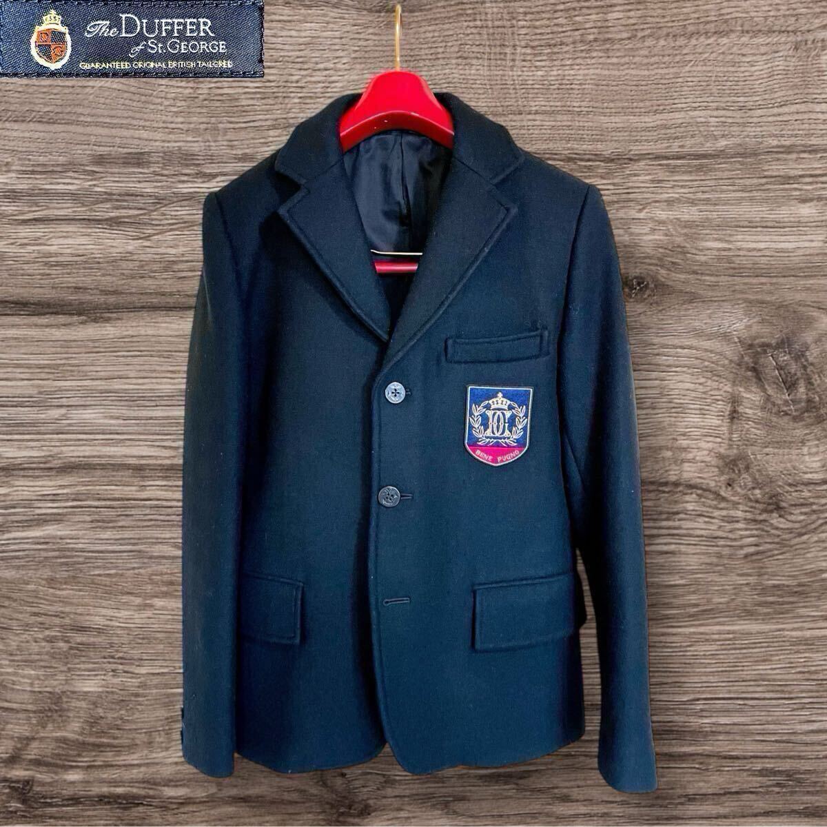 美品 The DUFFER of St.GEORGE ブレザー スクールジャケット ウールメルトン エンブレム付き テーラードジャケット アイビー プレッピー 黒拍卖