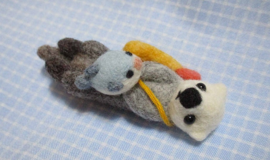 * ハンドメイド 羊毛フェルト ラッコ フグ ぬいぐるみ エビフライ ミニチュア フィギュア 1/6ドール リーメント ドール用 ペット 置物拍卖