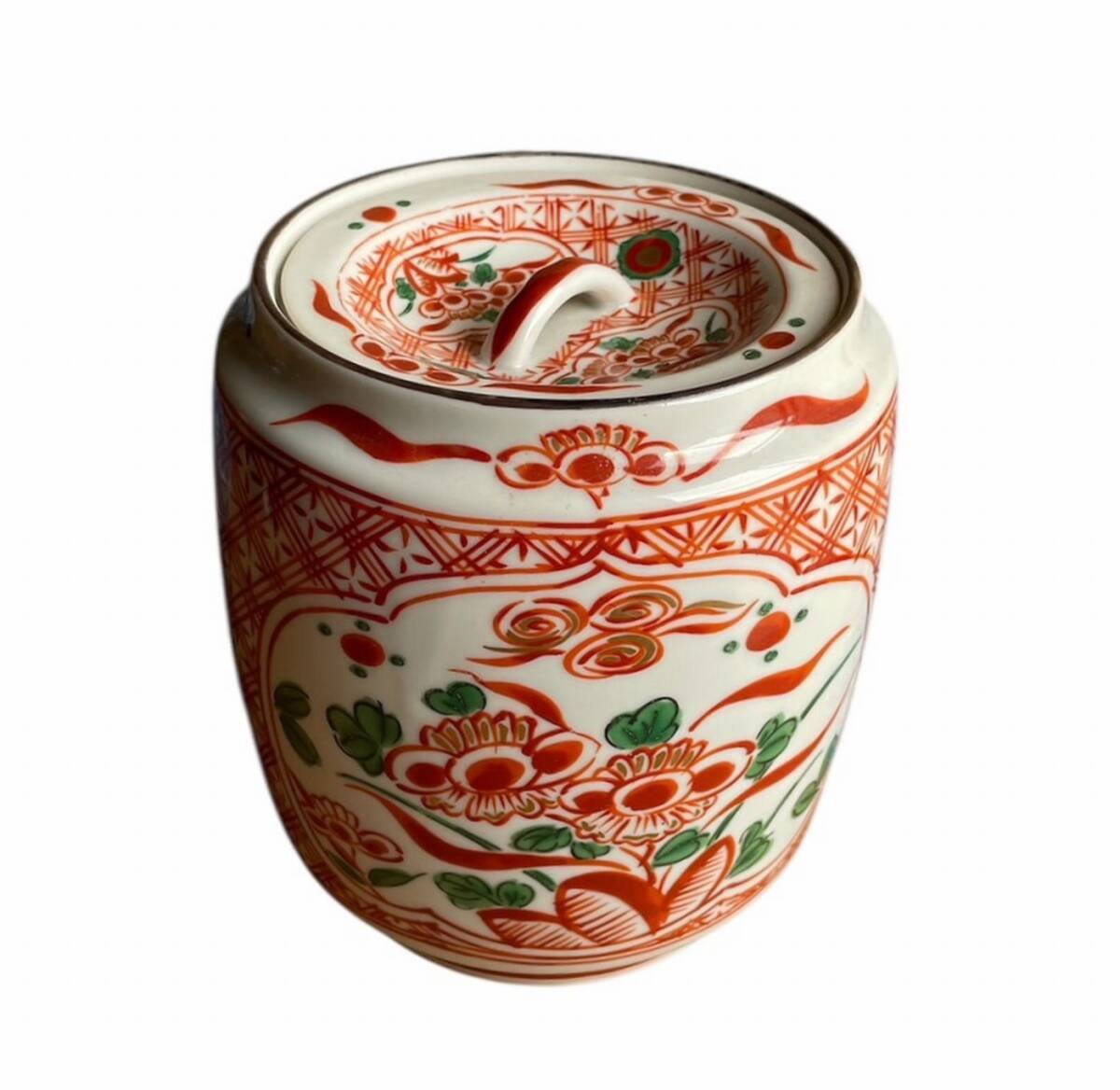 【未使用】赤絵水指 美濃焼 茶道具 茶道拍卖