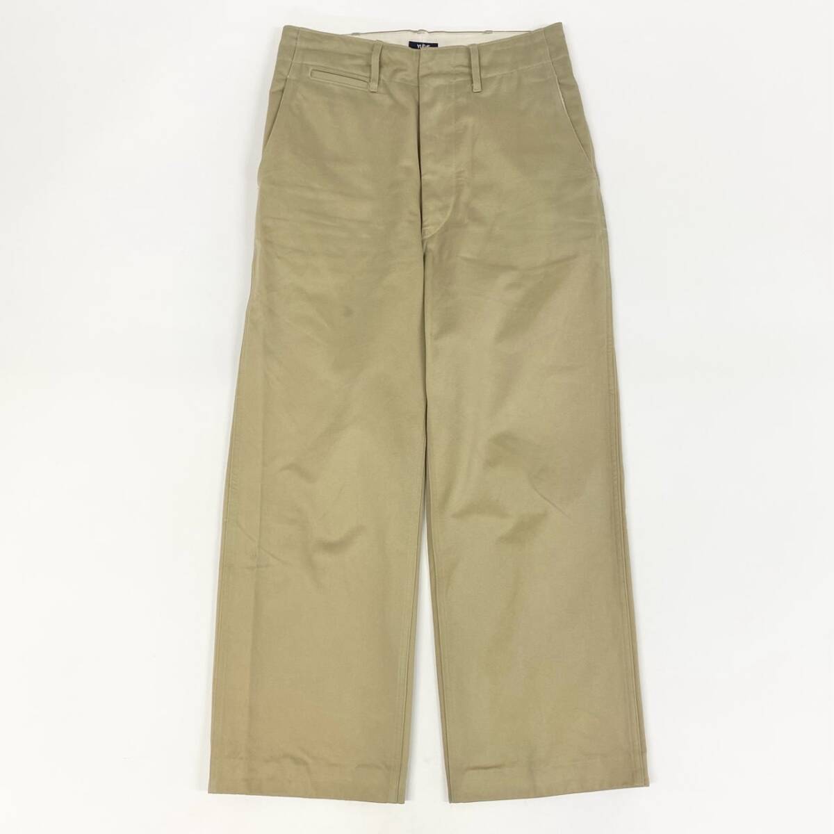 31i8 YLEVE イレーヴ チノパンツ ワイドパンツ ボタンフライ ストレートパンツ サイズ1 ベージュ コットン メンズk02i拍卖