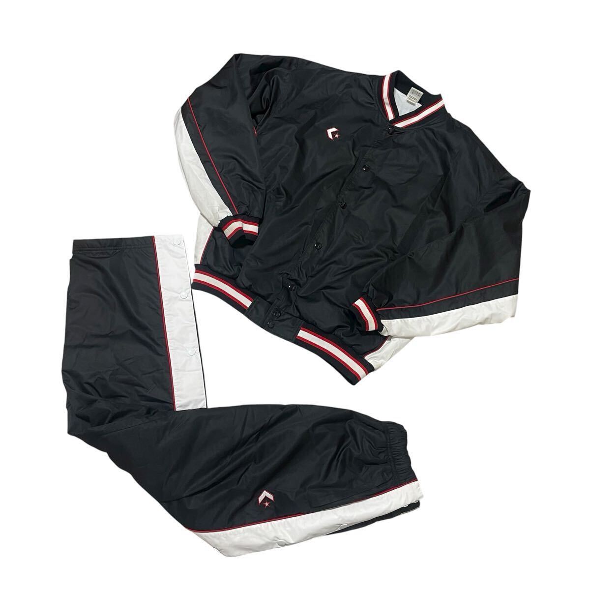 converse コンバース ジャージ セットアップ 上下 シャカシャカ スナップボタン 裏起毛 黒 ブラック Lサイズ拍卖