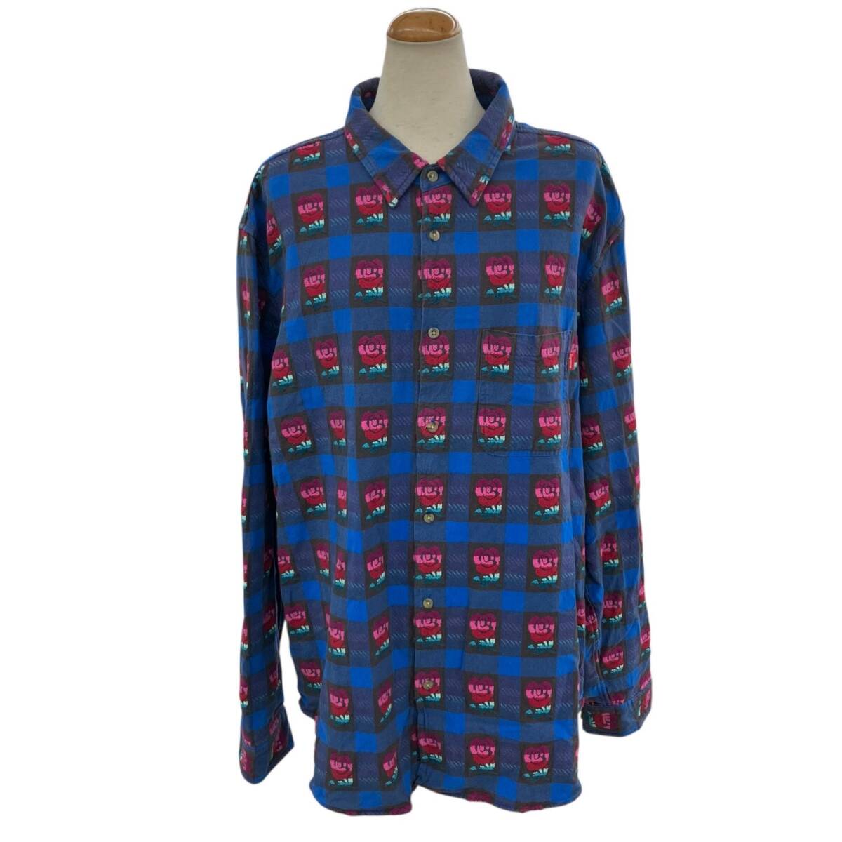 186000 現状品 Supreme シュプリーム supreme supreme 長袖シャツ ブルー コットン メンズ拍卖