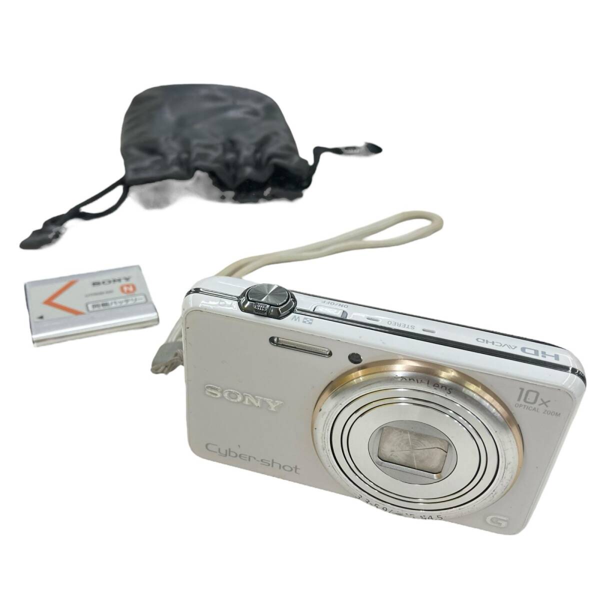 186000 現状品 sonny ソニー Cyber-shot コンパクトカメラ DSC-WX100 ホワイト バッテリー 袋付き拍卖