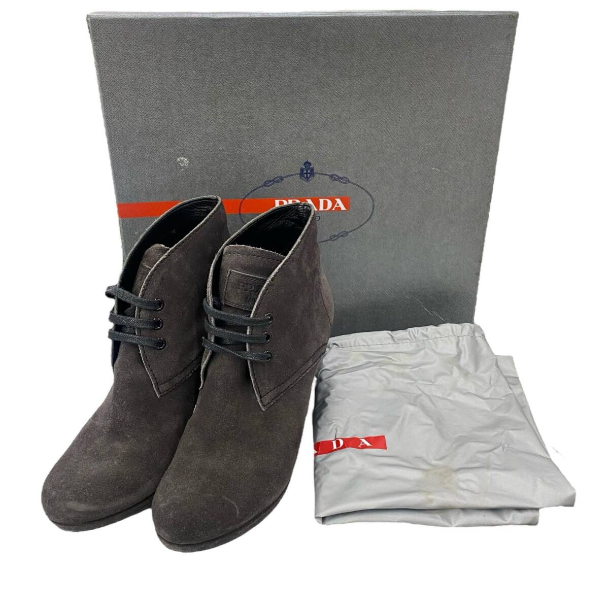 186005 PRADA SPORTS プラダスポーツ PRADA SPORTS ショートブーツ スウェード 3ホール 23cm レディース拍卖