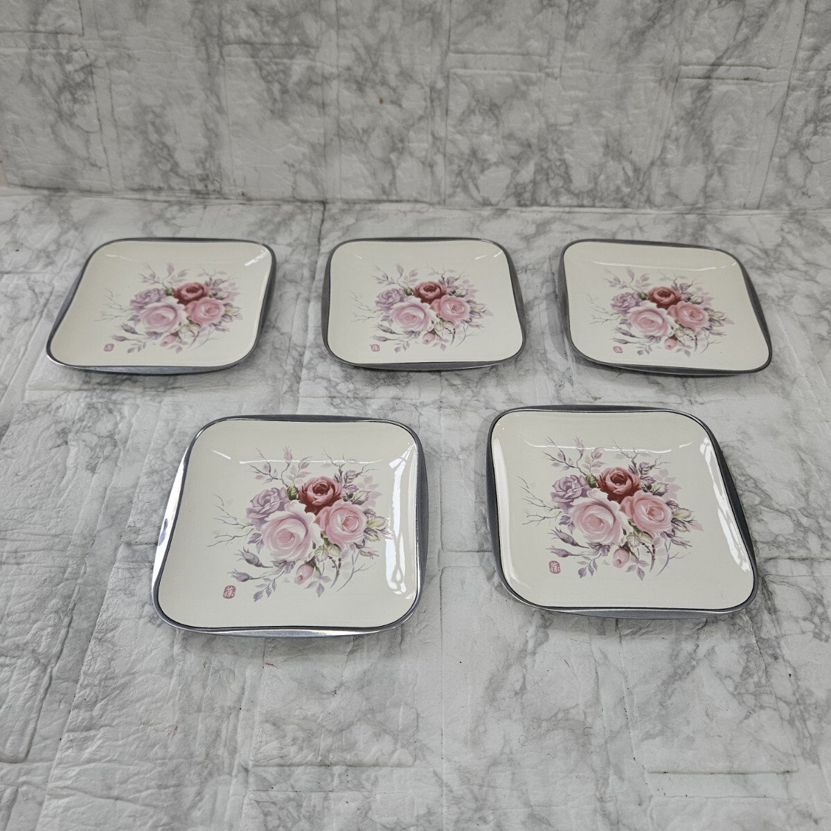 小皿 花柄 ステンレス 5個セット 食器 取り皿 コレクション拍卖