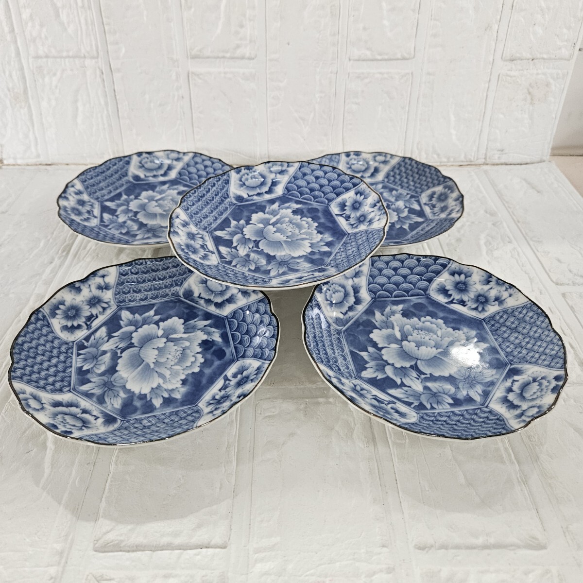 【未使用】 小皿 皿 染付 和食器 花柄 5個セット 食器 コレクション拍卖