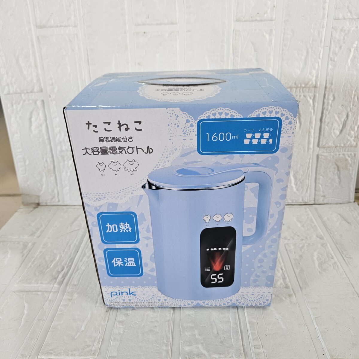 【未使用】 電気ケトル たこねこ 保温機能付き 大容量 TN-117拍卖