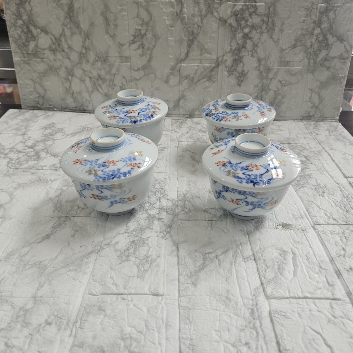 有田焼 特製 有秀堂 湯飲み 4客 蓋付き 和食器 食器 コレクション拍卖