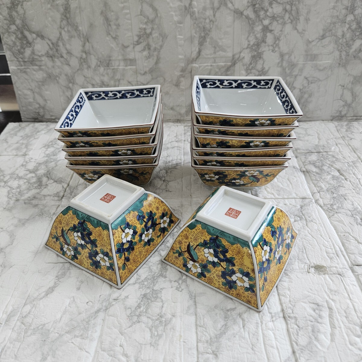 和食器 小鉢 花柄 小料理 懐石 角皿 13枚 コレクション拍卖