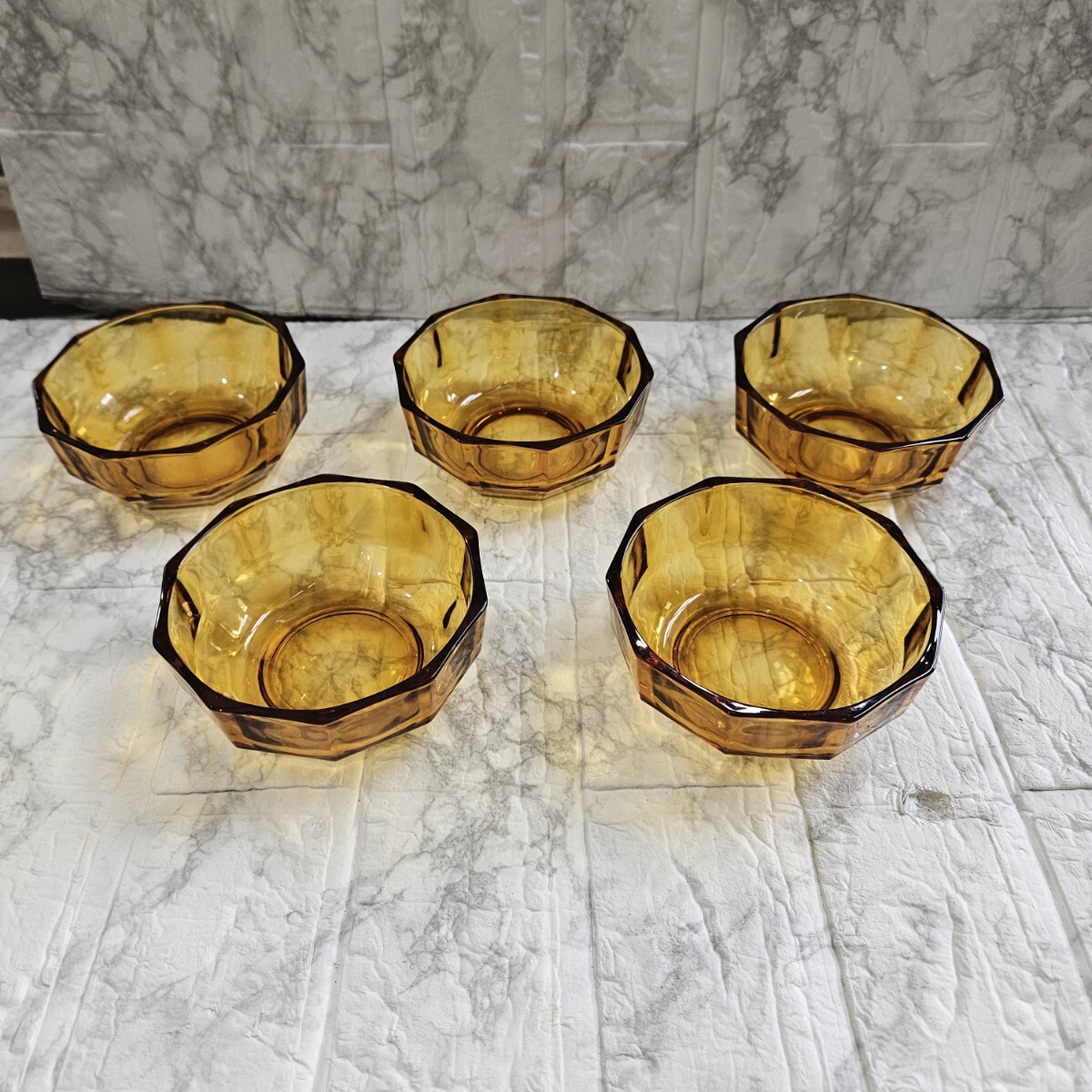 【未使用】 和食器 レトロ 小鉢 5個セツト ガラス器 泉水 食器 コレクション拍卖