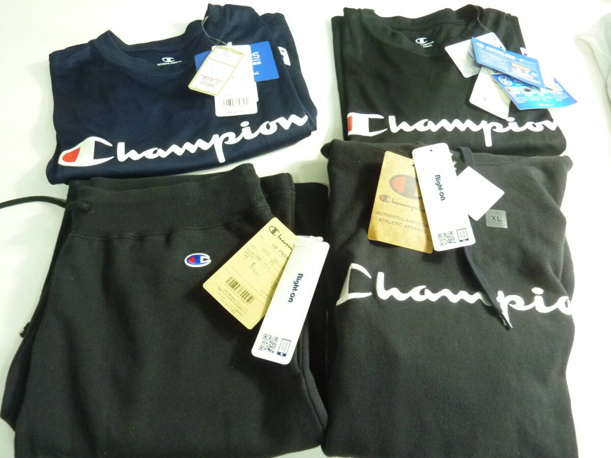 ★チャンピオン サイズXL 4点 半袖2枚(ブラック・ネイビー)/長袖トレーナー/スウェット半パン 未使用保管品拍卖