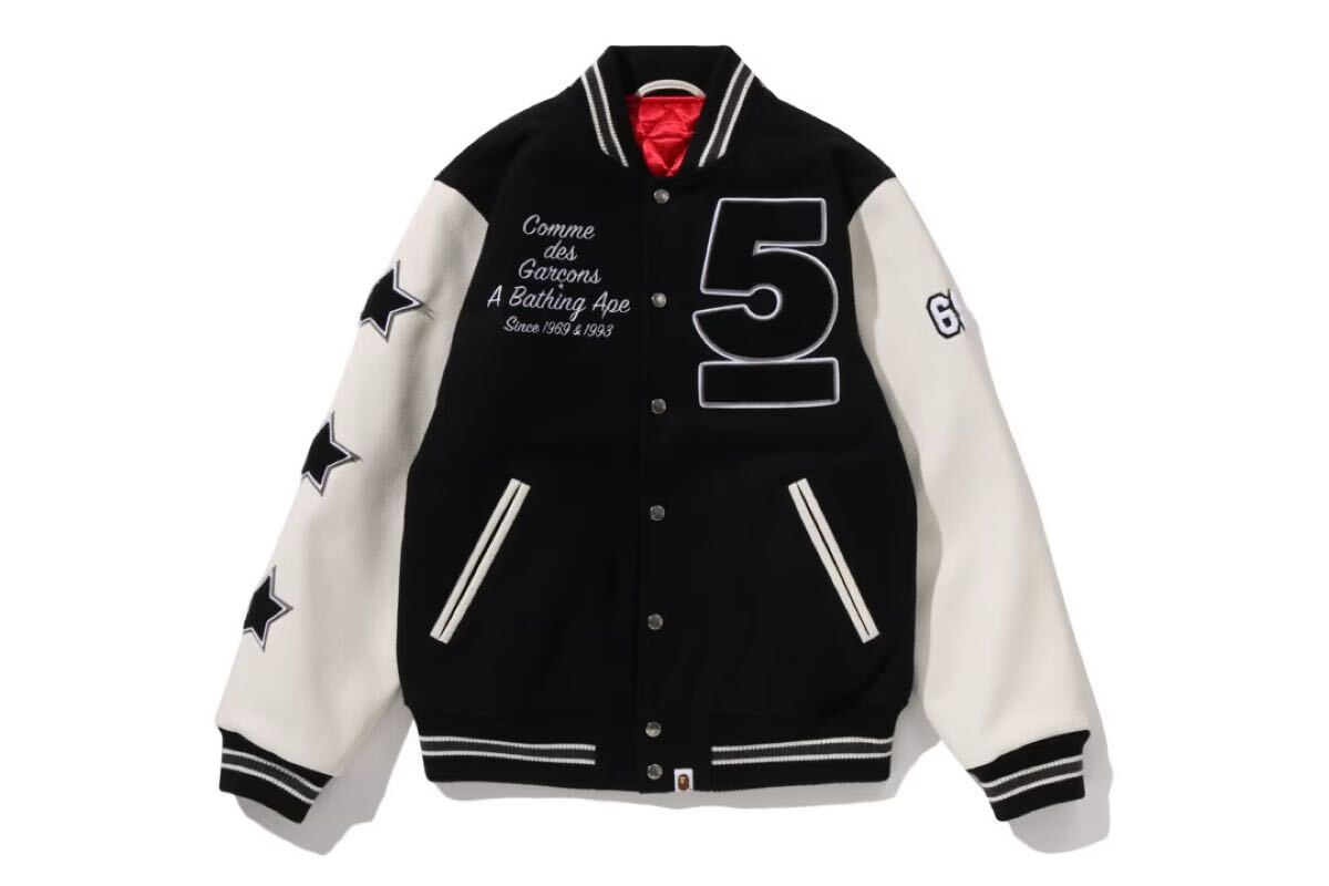 新品 BAPE CDG ギャルソン VARSITY JACKET スタジャン 黒M XLくらいの大きさ 大阪限定拍卖