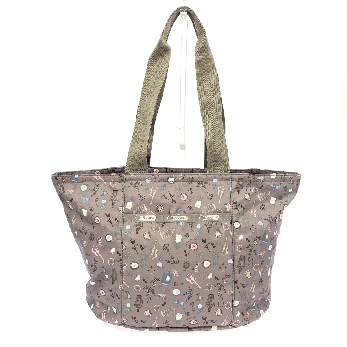 良好◆LeSportsac レスポートサック トートバッグ 鳥かご ギター ナイロン グレー レディース拍卖